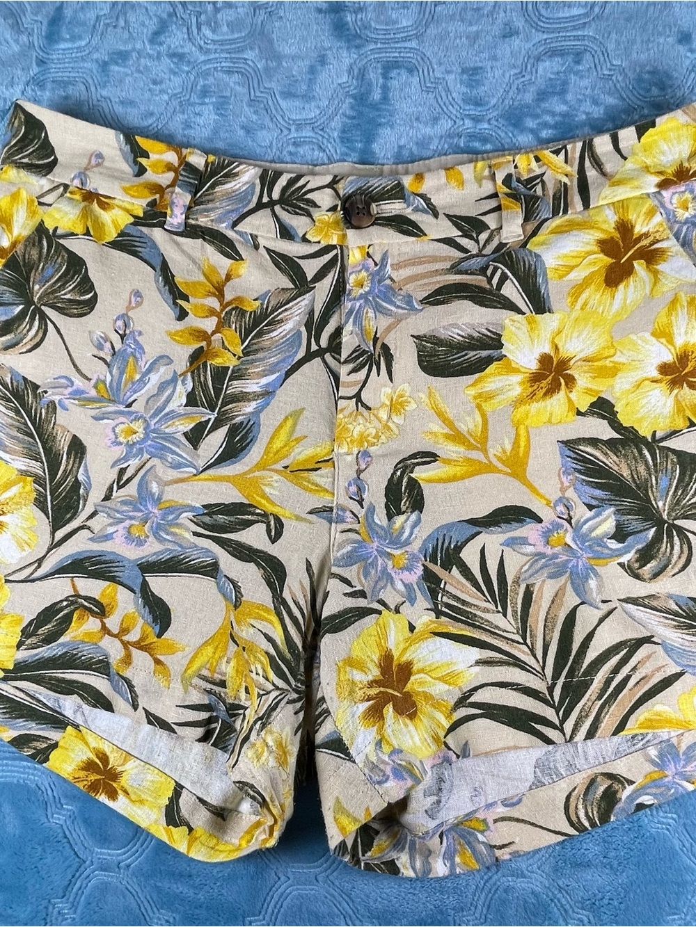 Old Navy Yellow & Blue Floral Tropical Print Skort